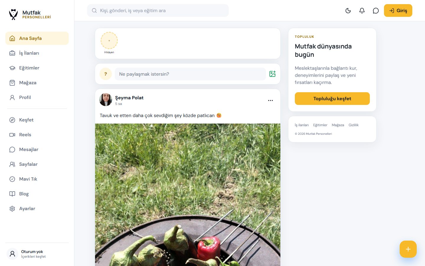 Mutfak Personelleri web uygulaması ekran görüntüsü